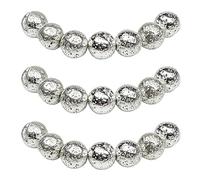 MJDCB 12mm 30 pièces Perle Pierre Lave Argentée Naturelle Ronde en Vrac Perles Semi Precieuse pour Fabrication de Bijoux de Bracelets et de Colliers