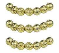 MJDCB 12mm 30 pièces Perle Pierre Lave Dorée Naturelle Ronde en Vrac Perles Semi Precieuse pour Fabrication de Bijoux de Bracelets et de Colliers