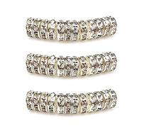 MJDCB 4mm 100pcs Perles Rondelle Strass Perle Intercalaires pour Bracelet Collier Bijoux Accessoires(Argent/Blanc)