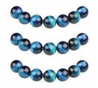 MJDCB 4mm 85 pièces Perle Pierre d'oeil de Tigre Bleu Ciel Naturelle Ronde en Vrac Perles Semi Precieuse pour Fabrication de Bijoux de Bracelets et de Colliers