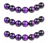 MJDCB 4mm 85 pièces Perle Pierre d'oeil de Tigre Violet Naturelle Ronde en Vrac Perles Semi Precieuse pour Fabrication de Bijoux de Bracelets et de Colliers