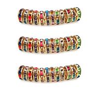 MJDCB 6mm 100pcs Perles Rondelle Strass Perle Intercalaires pour Bracelet Collier Bijoux Accessoires（Doré/Multicolore）