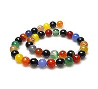 MJDCB 8mm 43 pièces Agate Couleur Multicolore Perle Pierre Naturelle Ronde en Vrac Perles Semi Precieuse pour Fabrication de Bijoux de Bracelets et de Colliers
