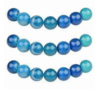 MJDCB 8mm 43 pièces Agate Rayée Bleu Perle Pierre Naturelle Ronde en Vrac Perles Semi Precieuse pour Fabrication de Bijoux de Bracelets et de Colliers