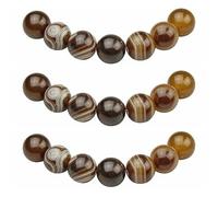 MJDCB 8mm 43 pièces Agate Rayée Brune Perle Pierre Naturelle Ronde en Vrac Perles Semi Precieuse pour Fabrication de Bijoux de Bracelets et de Colliers