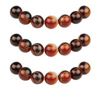 MJDCB 8mm 43 pièces Agate Rayée Rouge Brune Perle Pierre Naturelle Ronde en Vrac Perles Semi Precieuse pour Fabrication de Bijoux de Bracelets et de Colliers