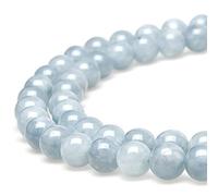 MJDCB 8mm 43 pièces Aigue Marine Perle Pierre Naturelle Ronde en Vrac Perles Semi Precieuse pour Fabrication de Bijoux de Bracelets et de Colliers