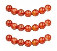 MJDCB 8mm 43 pièces Cornaline Rayée Rouge Perle Pierre Naturelle Ronde en Vrac Perles Semi Precieuse pour Fabrication de Bijoux de Bracelets et de Colliers