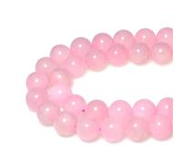 MJDCB 8mm 43 pièces Quartz Rose Cristal Perle Pierre Naturelle Ronde en Vrac Perles Semi Precieuse pour Fabrication de Bijoux de Bracelets et de Colliers
