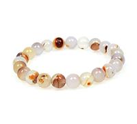 MJDCB Bracelet Agate Fleur Noir Naturel 8mm Perle Pierre de Protection Puissante