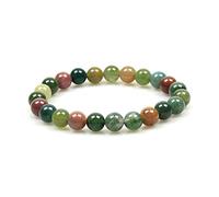 MJDCB Bracelet Agate Indienne Naturelle 8mm Perle Pierre de Protection Puissante