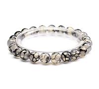 MJDCB Bracelet Agate Veine Dragon Noir Blanc Naturelle 8mm Perle Pierre de Protection Puissante