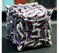 MJDICEOK Lot de 7 dés polyédriques D&D en métal Flash Magic Vine Leaf - Pour jeux de rôle - Pour donjons et dragons (blanc flash)