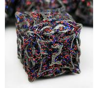 MJDICEOK Lot de 7 dés polyédriques D&D en métal Flash Magic Vine Leaf - Pour jeux de rôle - Pour donjons et dragons (Flash Ancient Lron)