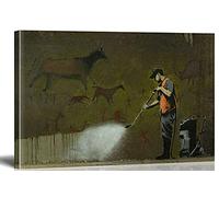 MJEDC Banksy Graffiti Toile Art Décor Cave Painting Tableau Street Art Impression sur Toile Tableau Décoration murale salon moderne Avec Cadre (30x50cm(11.8x19.7inch))