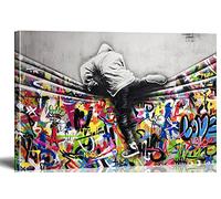 MJEDC Banksy Graffiti Toile Art Décor New World Tableau Street Art Impression sur Toile Tableau Décoration murale salon moderne Avec Cadre (30x50cm(11.8x19.7inch))