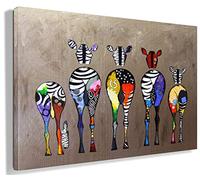 MJEDC Banksy Graffiti Toile Art Décor Zebra Herd Colourful Rears Tableau Street Art Impression sur Toile Tableau Décoration murale salon moderne Avec Cadre (60x90cm(23.6x35.4inch))