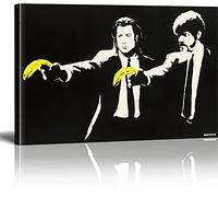 MJEDC Banksy Impression sur toile Pulp Fiction Banana Graffiti Street Art prête à l'emploi sur châssis Décoration murale XXL 20 x 30 cm