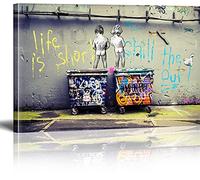 MJEDC Banksy Toile Tableau Life is Short Street Art Graffiti Toile Art Décor Impression sur Toile Tableau Décoration murale salon moderne Avec Cadre 30x50cm
