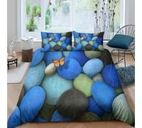 MJFCoin 3D, Imprimé Pierre Parure De Lit Microfibre Super Douce Et Respirante Housse De Couette 3 Pièces avec Taies d'oreiller King（220x240cm）