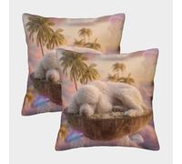 MJFCoin Caniche Housse De Coussin Ensemble De 2 Boule de Flore Décoratives Salon De Jardin Extérieur Lot De 2 Motif Imprimé Confort Et Douceur Garantis Confort du Salon 50x50cm
