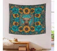 MJFCoin Highland Cow 3D Effet Tapisserie Art Mural Tapisserie Murales Tissu Pour La Décoration De Chambre À Coucher, Décorations Murales, Art Mural, Nappes Tenture Murale 150cmx200cm