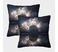 MJFCoin Nuage Blanc Housse De Coussin Ensemble De 2 Arbre Décoratives Salon De Jardin Extérieur Lot De 2 Motif Imprimé Confort Et Douceur Garantis Confort du Salon 40x40cm