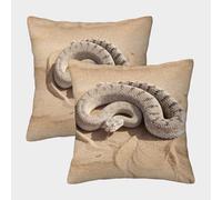 MJFCoin Serpent Housse De Coussin Ensemble De 2 Vipère à Cornes Décoratives Salon De Jardin Extérieur Lot De 2 Motif Imprimé Confort Et Douceur Garantis Confort du Salon 50x50cm