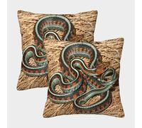 MJFCoin Serpent Housse De Coussin Ensemble De 2 Vipère à Cornes Décoratives Salon De Jardin Extérieur Lot De 2 Motif Imprimé Confort Et Douceur Garantis Confort du Salon 40x40cm
