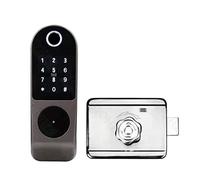 MJFVN Pas de câblage étanche Tuya serrure porte intelligente Double face empreinte digitale jante carte à puce Code numérique électronique extérieure(Tuya WIFI -A)