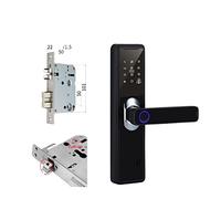 MJFVN Serrure électronique for poignée d'empreintes digitales biométriques Tuya Smart Home serrure de porte intérieure à distance(Black Double latch)