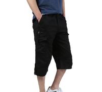 MJGkhiy Bermuda de Travail Homme été Pantacourt 3/4 Cargo Short Coton Décontracté Pantalon de Travail Court avec Multi-Poches Sport Shorts et Bermudas Long de Loisir avec Ceinture Grande Taille