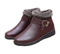 MJGkhiy Bottes d'hiver élégantes en cuir bottines de neige confortables bottines noir talon bas curvy plateau fourrure chaussures antidérapantes bottes de neige, Vin., 41 EU