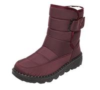 MJGkhiy Bottes D'hiver Hautes Élégantes Chaud Bottes Confortables Doublure Polaire Bottes De Neige Avec Plateau Bottines À Cheville Bottes De Neige Antidérapant Fourrure Chaussures De Randonnée, rouge