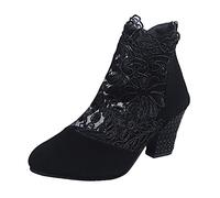 MJGkhiy Bottines à talons larges pour femmes, bottes d'équitation, confortables de la cheville, bottes Chunky amphibiens, hautes hautes, bottes rétro Chelsea bottines, fermeture à glissière, bottes à