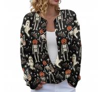 MJGkhiy Cardigan Femme Halloween Hiver Élégant Laine Manteau Pull avec Boutons Manches Longues Col Rond Pulls Ouvert Chauve-Souris Citrouille Sorcière Imprimer Veste Tricot Automne, Couleur