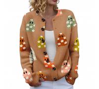 MJGkhiy Cardigan Femme Halloween Hiver Élégant Laine Manteau Pull avec Boutons Manches Longues Col Rond Pulls Ouvert Chauve-Souris Citrouille Sorcière Imprimer Veste Tricot Automne, Couleur