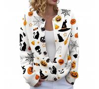MJGkhiy Cardigan Femme Halloween Hiver Élégant Laine Manteau Pull avec Boutons Manches Longues Col Rond Pulls Ouvert Chauve-Souris Citrouille Sorcière Imprimer Veste Tricot Automne, Couleur