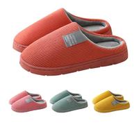 MJGkhiy Chaussons d'hiver pour femme fermés devant poilu Slippers en peluche à mémoire de forme, pantoufles d'hiver élégantes, antidérapants, chaudes, confortables chaussures de maison souples, rouge