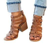MJGkhiy Chaussures d'été pour femme, sandalesSandales gladiatrices hautes et basses, tongs, sandales, sandales élégantes pour cérémonie noire fermées à l'arrière, A1, 38 EU