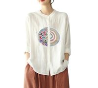 MJGkhiy Chemise Femme Blanc Longue Élégante Blouse Col en V Couleur Unie Tricot Printemps Manches Longues T-shirt Décontracté Chemise Lin Grande Taille Chemisiers Chemisiers Élégants Chemisiers et