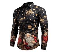 MJGkhiy Chemise Homme de Noël Slim Fit Élégant Shirts avec boutons Pas de repassage grande taille de Noël T-shirt décontracté à manches longues Tricot drôle 3D Imprimé Rouge Chemises Christmas