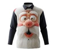 MJGkhiy Chemise Homme de Noël Slim Fit Élégant Shirts avec boutons Pas de repassage grande taille de Noël T-shirt décontracté à manches longues Tricot drôle 3D Imprimé Rouge Chemises Christmas