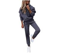 MJGkhiy Combinaison de sport pour femme en coton, deux pièces, sweats à capuche et pantalons, survêtement de remise en forme, combinaison de gymnastique, curvy de couleur unie, suivi de jogging