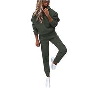 MJGkhiy Combinaison de sport pour femme en coton, deux pièces, sweats à capuche et pantalons, survêtement de remise en forme, combinaison de gymnastique, curvy de couleur unie, suivi de jogging