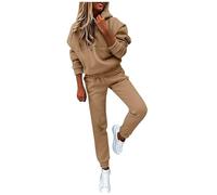 MJGkhiy Combinaison de sport pour femme en coton, deux pièces, sweats à capuche et pantalons, survêtement de remise en forme, combinaison de gymnastique, curvy de couleur unie, suivi de jogging