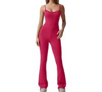 MJGkhiy Combinaison Femme Pleine Bodycon Patte Sans Manches Combi Spaghetti Sangle Yoga Jumpsuit Sportive Combinaisons Plein Une Pièce Gym Leggings Vêtements De Mode Élastique Rompers Clubwear, rouge,