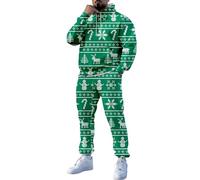 MJGkhiy Combinaison Homme Complet Coton Noël Sweat À Capuche Et Pantalon De Jogging Ensemble Rouge Complet Gym Suivi De Noël Vêtements De Sport Complète Drôle Survêtements De Gymnastique, vert, L