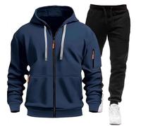 MJGkhiy Combinaison pour homme complète d'hiver avec fermeture éclair et capuche, deux pièces, sweat-shirts, veste et pantalon, combinaison ensemble de suivi, de gymnastique, vêtements de sport