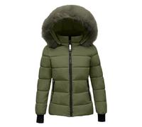 MJGkhiy Doudoune Femme Hiver Curvy Léger Manteau À Zip Confortable Veste Matelassée Chaud Veste Coupe Vent À Capuche Automne Élégant Puffer Veste Casual Doudounes Rembourrées Grande Taille, AG., XXL